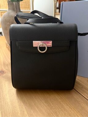 Parisa Wang Mini Backpack or Crossbody Pebbled Leather Bag (Black)